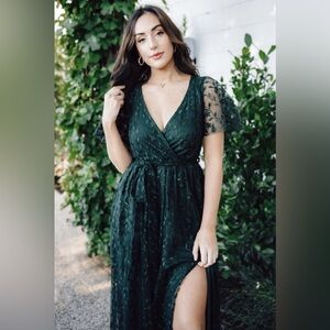 Baltic Born - Green Maxi Dress with Ivy Detail